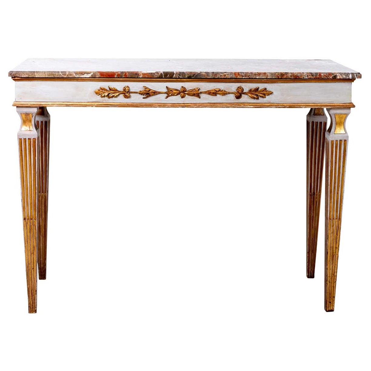 Italian Neoclassical Style Painted and Gilt Console with Marble Top