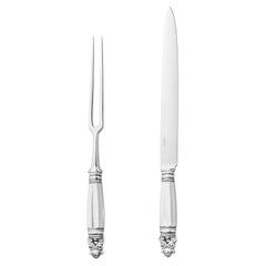 Neu Georg Jensen Acorn Sterling Silver Extra Large Two-Piece Carving Set