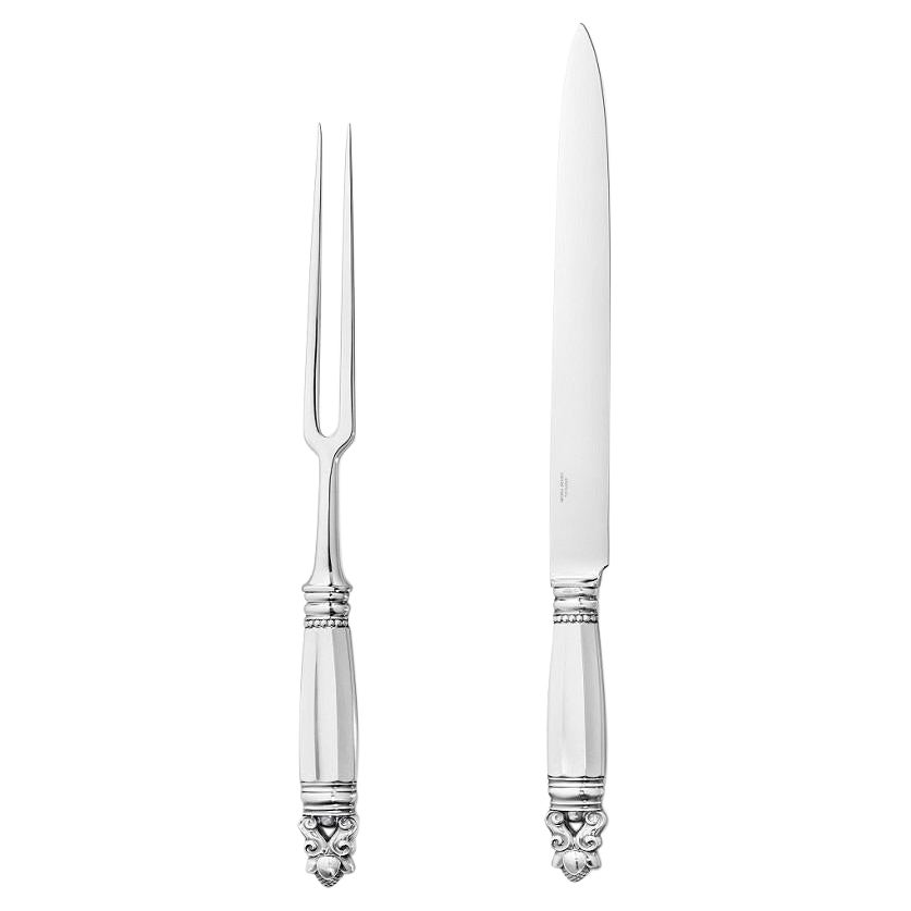 Georg Jensen Acorn Sterling Silver Large Two-Piece Carving Set 241