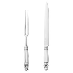 Georg Jensen Acorn Sterling Silver Large Two-Piece Carving Set 241