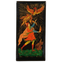 Caja de baratijas rusa lacada Palekh Firebird Folk Art USSR 5.5"
