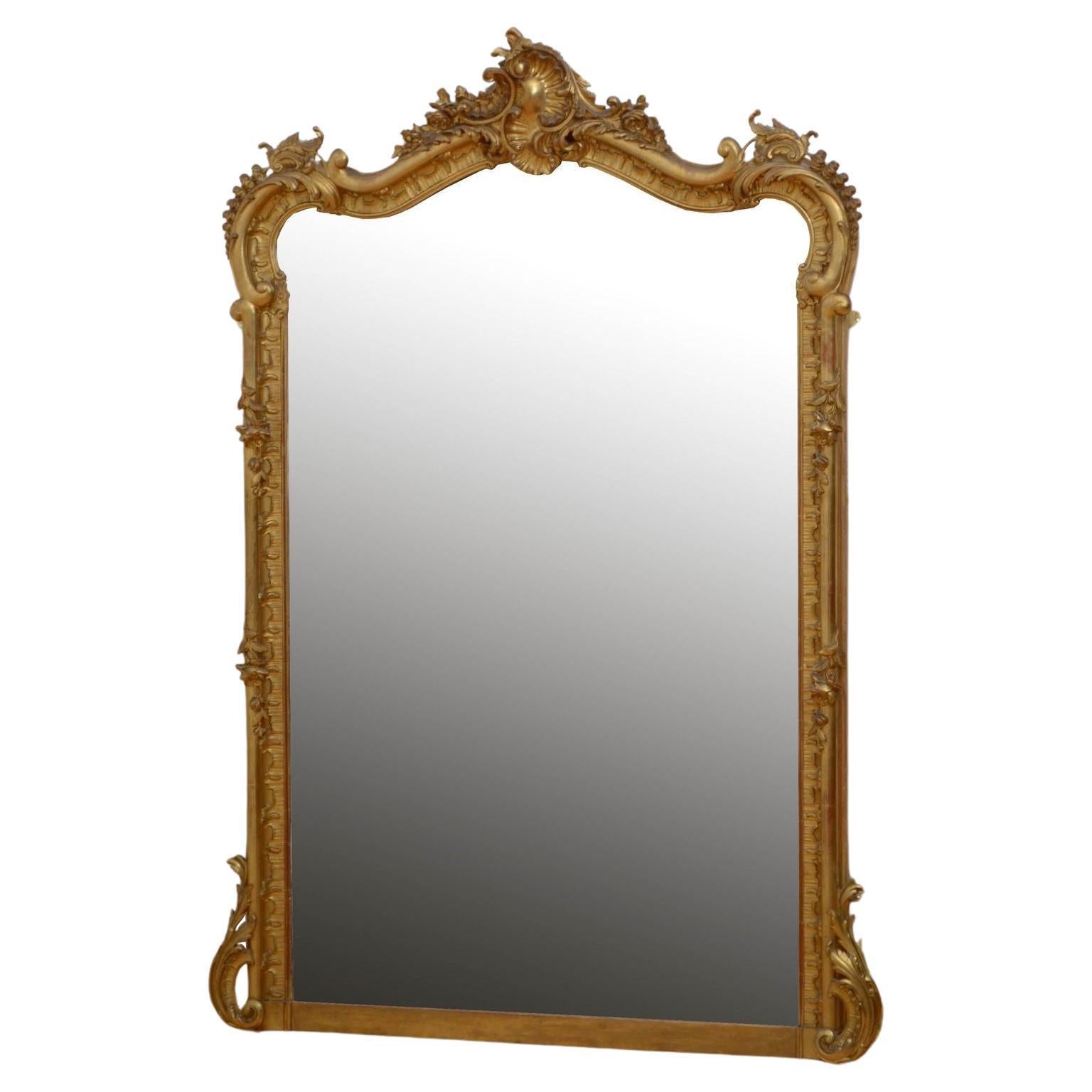 Fine XIXth Century Giltwood Mirror H163cm For Sale