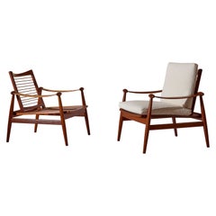 Vintage Finn Juhl FD-133 pair of teak armchairs for France & Daverkosen, Denmark, 1950s