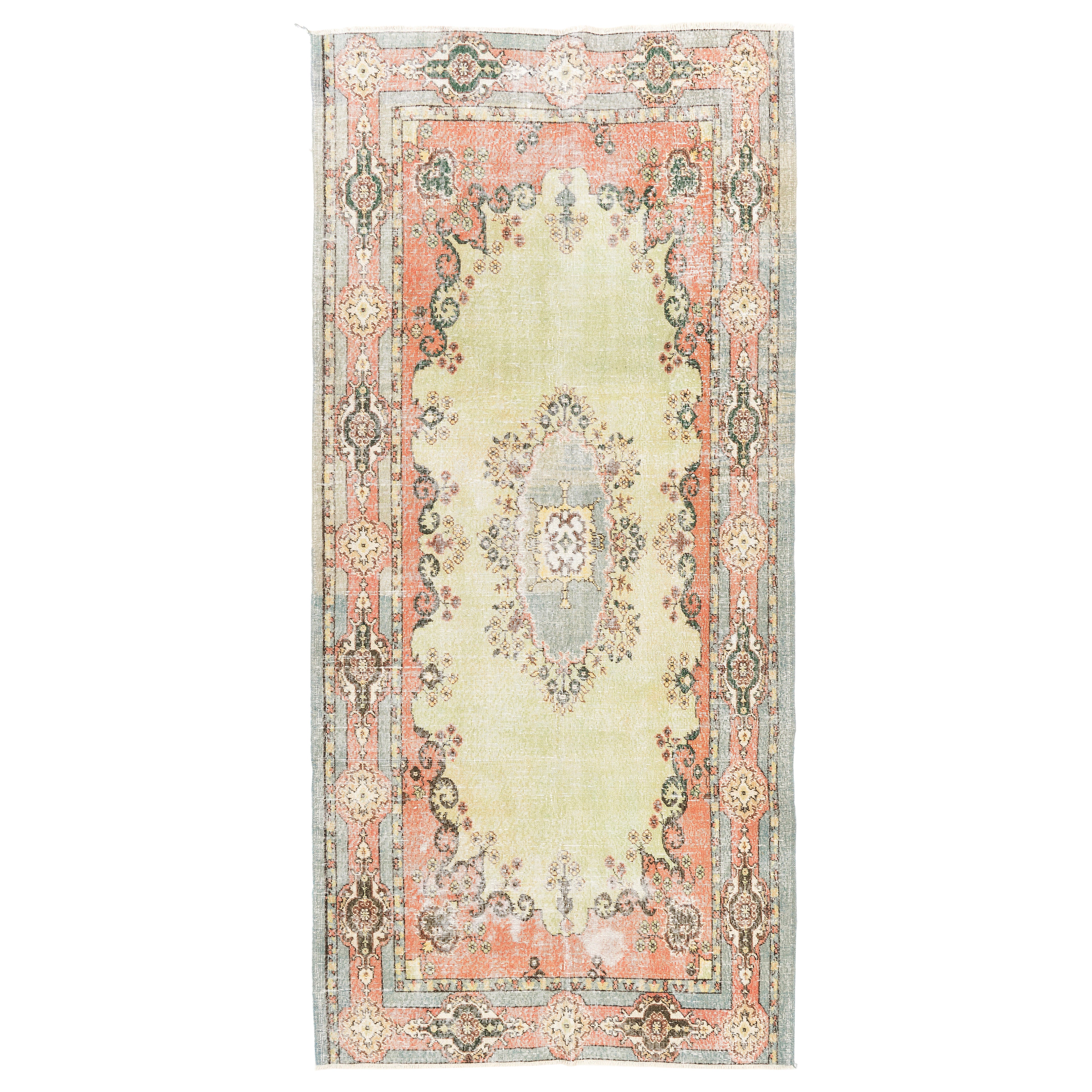 5x10.3 Ft Fine Hand-Knotted Vintage Turkish Oushak Area Rug with Garden Design For Sale