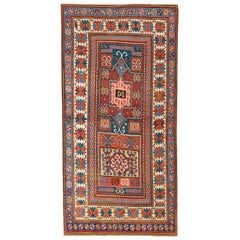 Antiker kaukasischer Kazak-Teppich mit 4x8 Fuß, Südkaukasus. CIRCA 1875