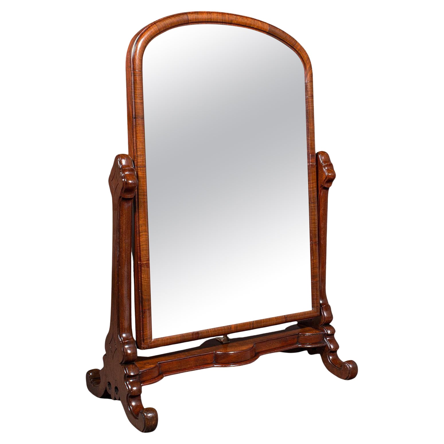Antique Boot Maker's Mirror, English, Cheval, Dressing, Early Victorian, C.1840 For Sale