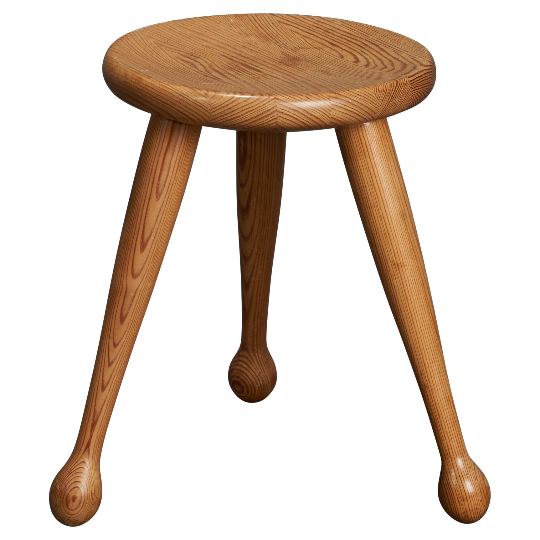 Möbelkompaniet Ahl & Wallén, tabouret, pin, Suède, années 1950
