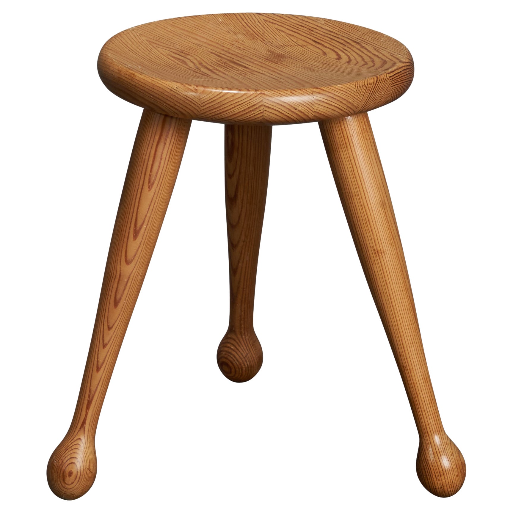 Möbelkompaniet Ahl & Wallén, Stool, Pine, Sweden, 1950s For Sale