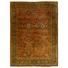 Vintage Rust Sultanabad Persian Wool Rug With Allover Motif