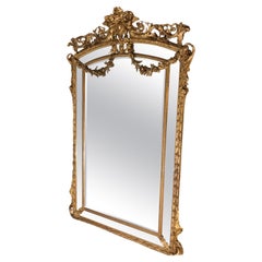 19th Century Gilt Mirror with Faceted Glass