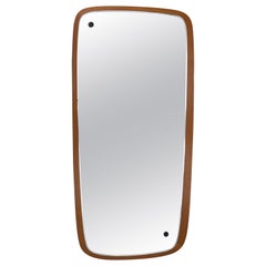 Retro Mid-Century Modern Danish Design Rectangular Wood Framing Wall Mirror, 1960s