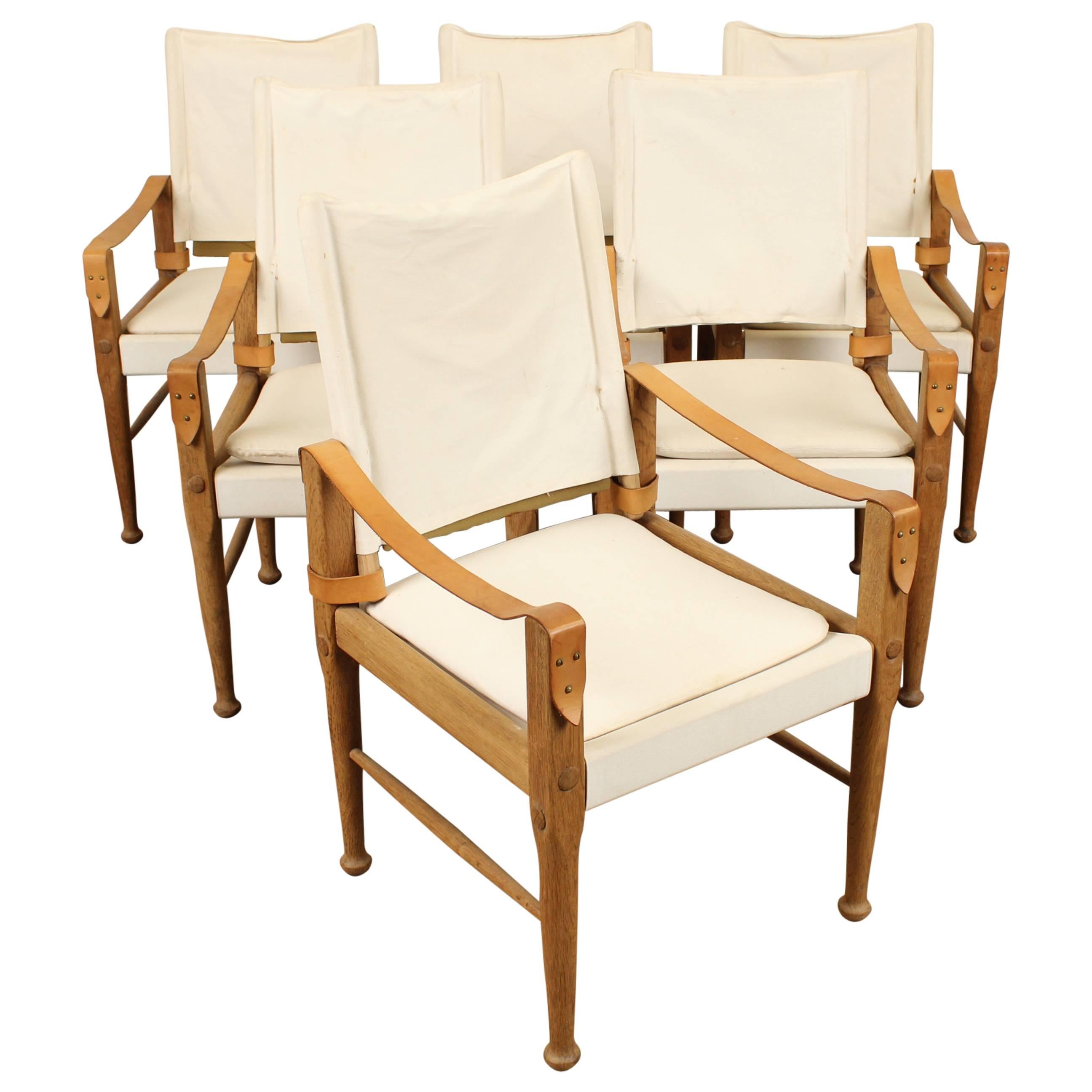 Set of Six Unique Danish Mid-Century Modern Safari Dining Chairs