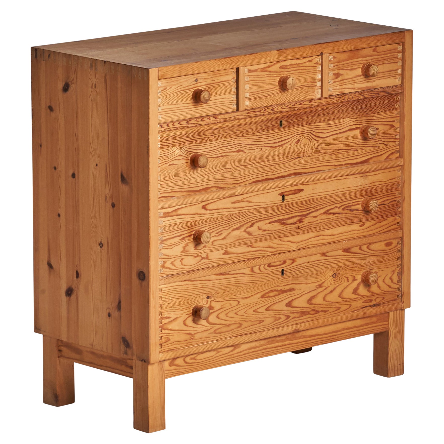 Danish Designer, Chest of Drawers, Pine, Denmark, 1970s For Sale