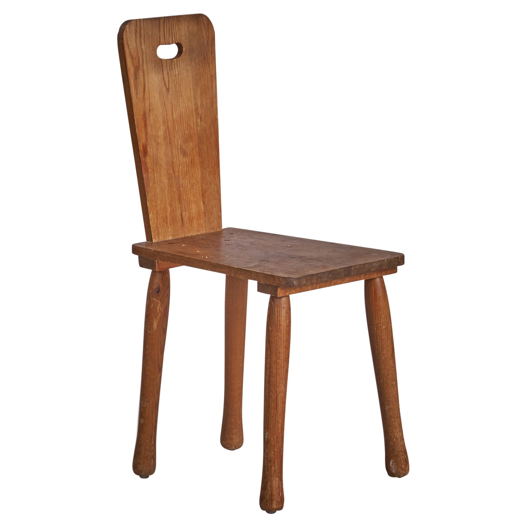 Swedish Designer, Side Chair, Pine, Sweden, 1940s For Sale