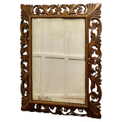 Antique Large French Gothic Carved Oak Mirror   6” wide Oak Mirror Frame 