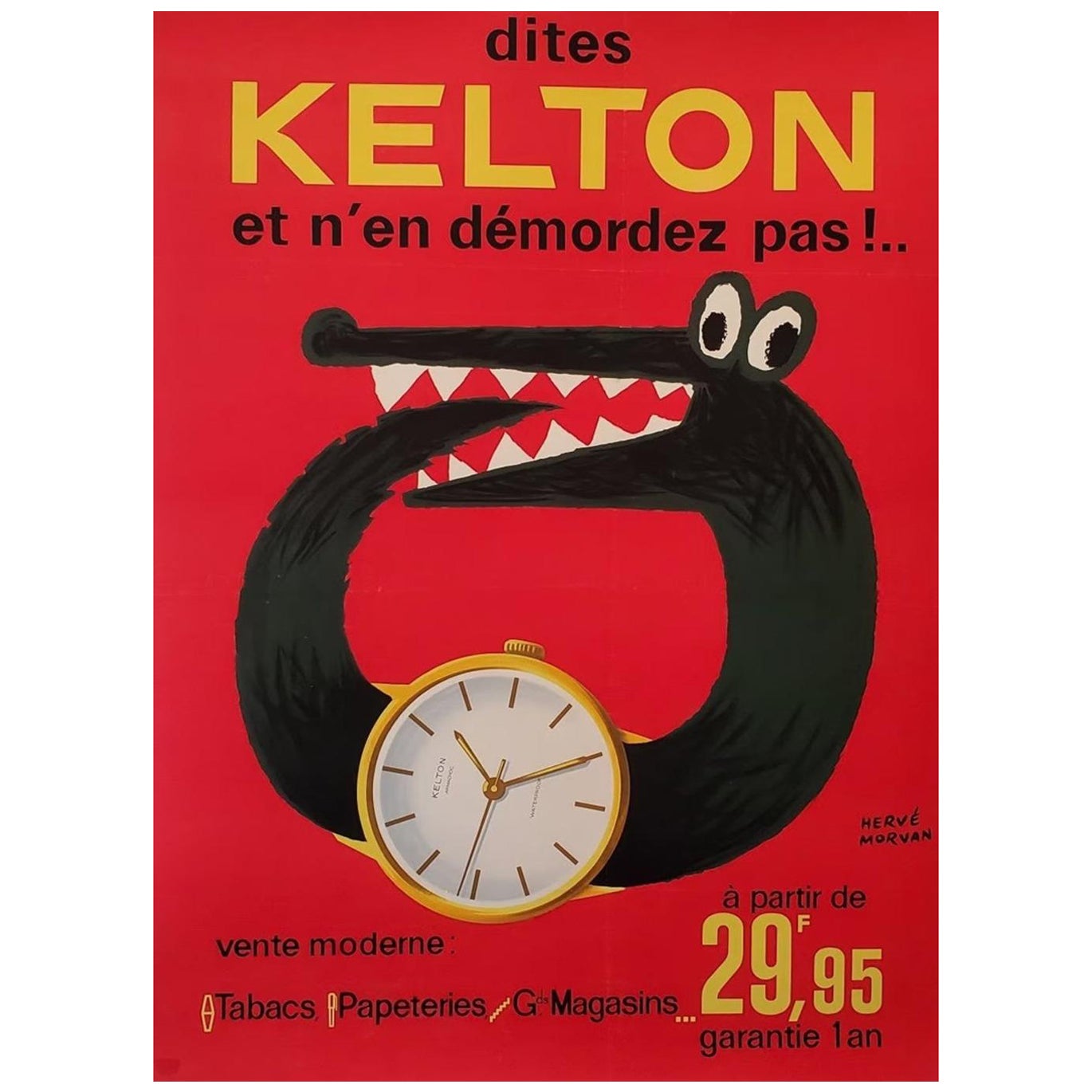 Affiche vintage originale Kelton - Herve Morvan, 1955