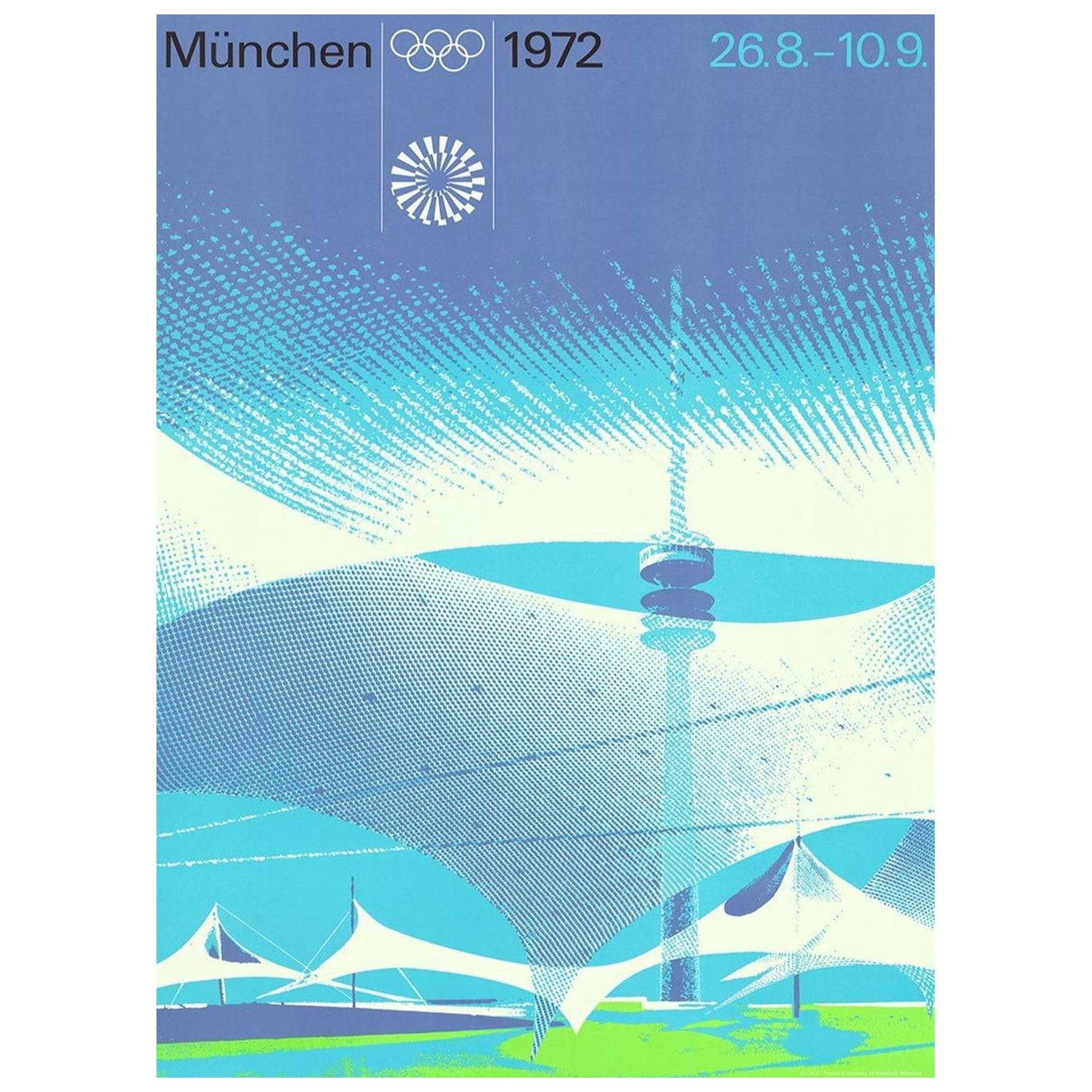 1972 Munich Olympic Games Stadium - Otl Aicher Original Vintage Poster