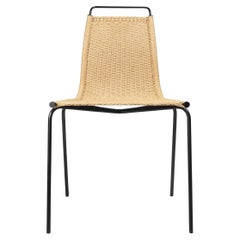 Sedia Poul Kjærholm 'PK1' in acciaio nero e carta Corde per Carl Hansen & Son