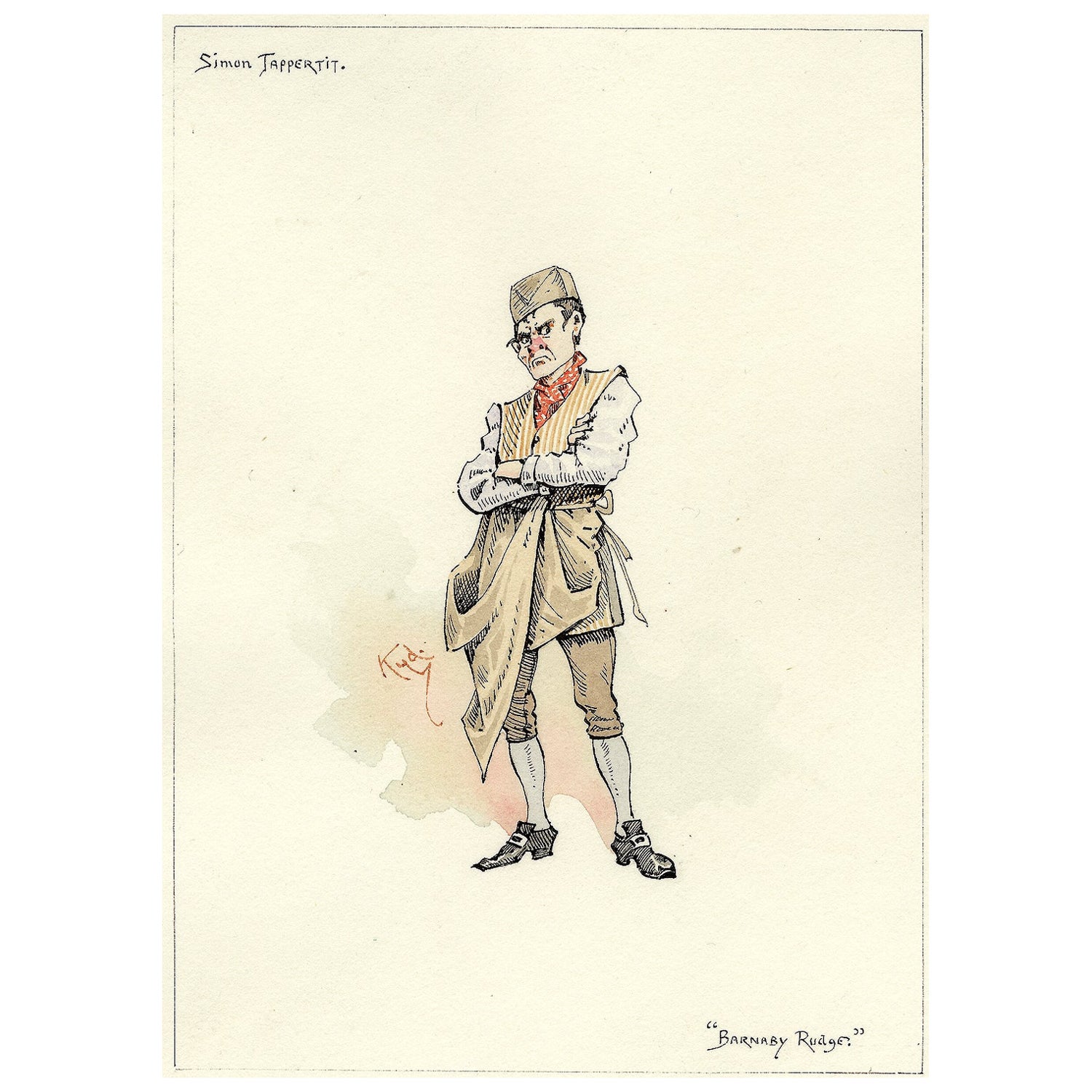 (KYD) - DICKENS - Simon Tappertit (from Barnaby Rudge) - ORIGINAL SKETCH For Sale