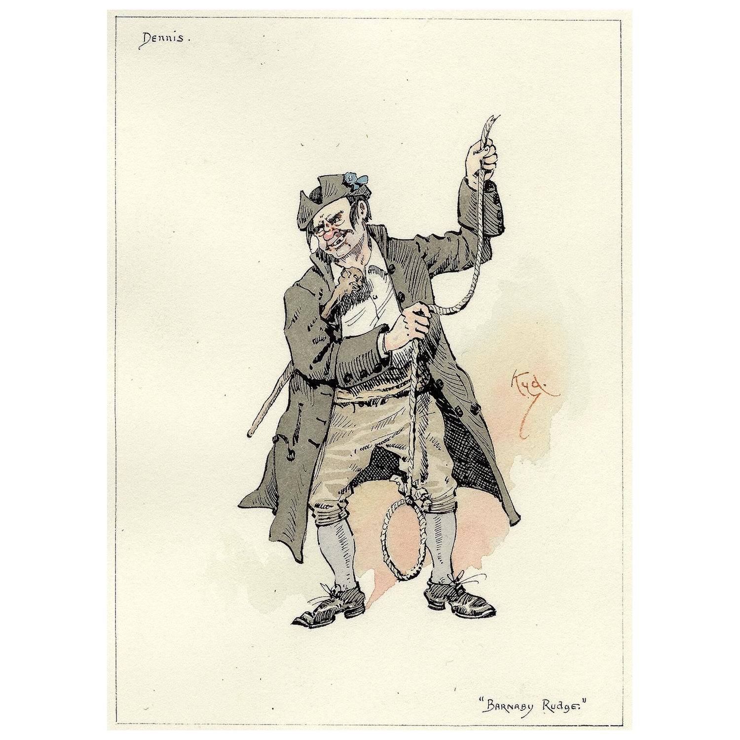 (KYD) - DICKENS - Dennis (from Barnaby Rudge) - ORIGINAL SKETCH For Sale