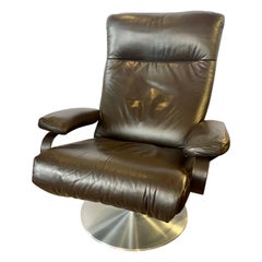 Used Percival Lafer Leather Recliner Ergonomic Swivel Lounge Chair