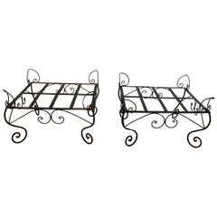Vintage Pair of Wrought Iron Vase Holders, Italy, 1970s