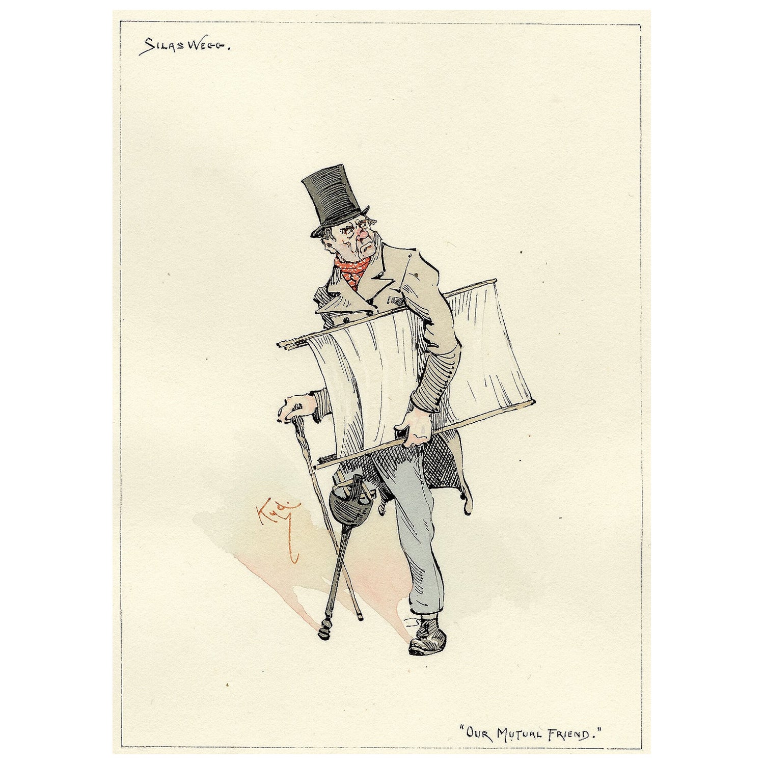 (KYD) - DICKENS - Silas Wegg (from Our Mutual Friend) - ORIGINAL SKETCH For Sale