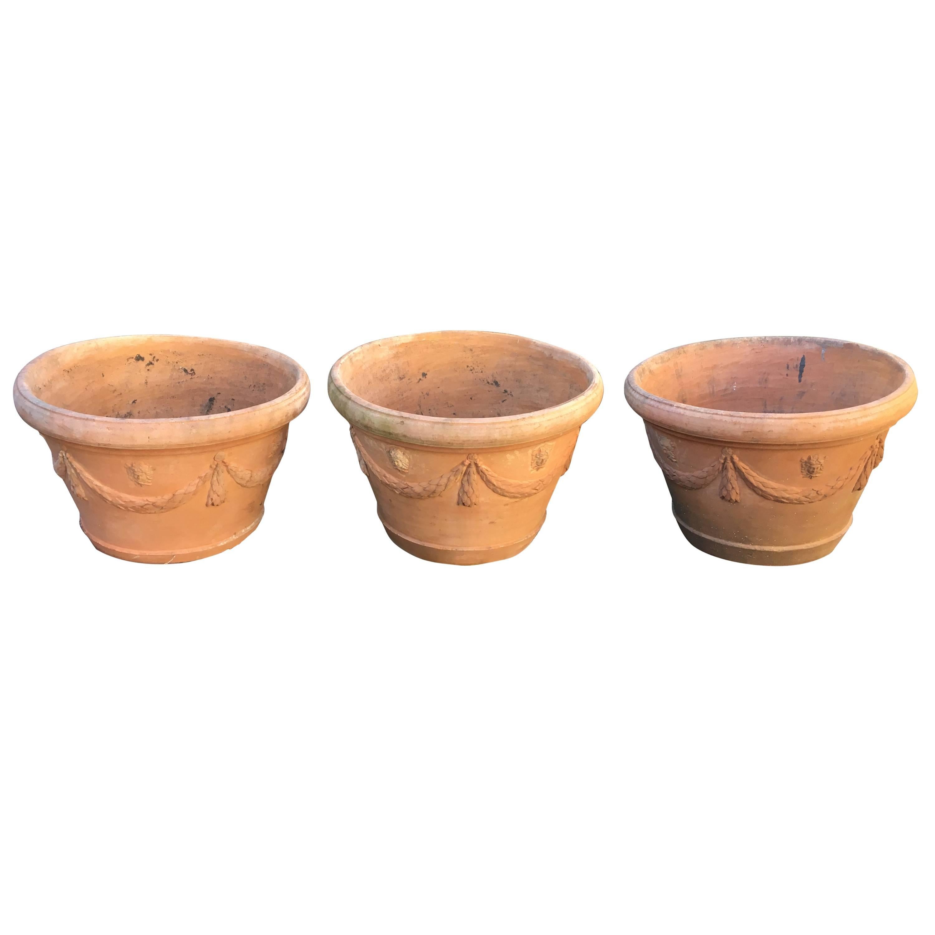 Set of Three Large Terracotta Planters by Domenico Ricceri