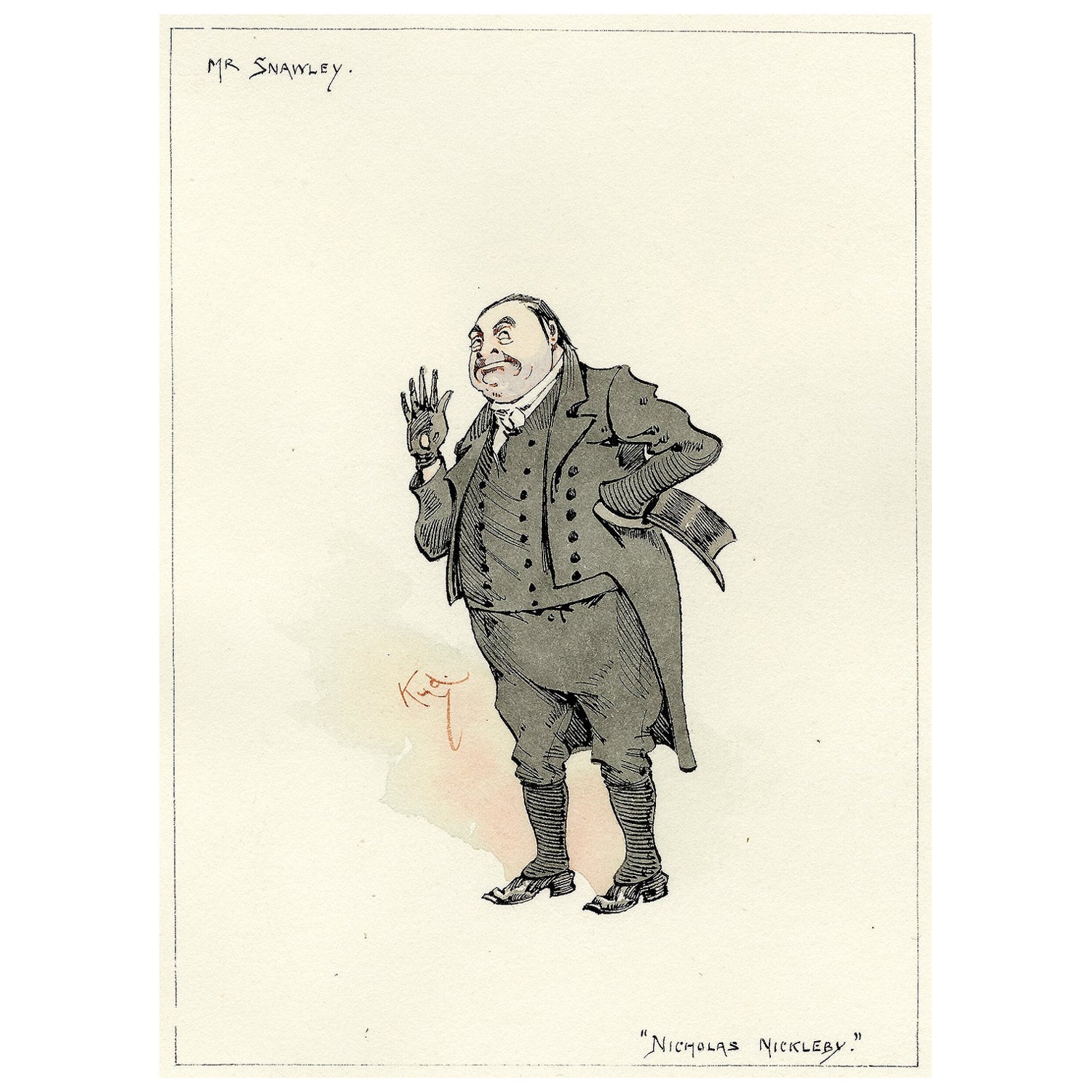 (KYD) - DICKENS - Mr. Snawley (from Nicholas Nickleby) - ORIGINAL SKETCH For Sale