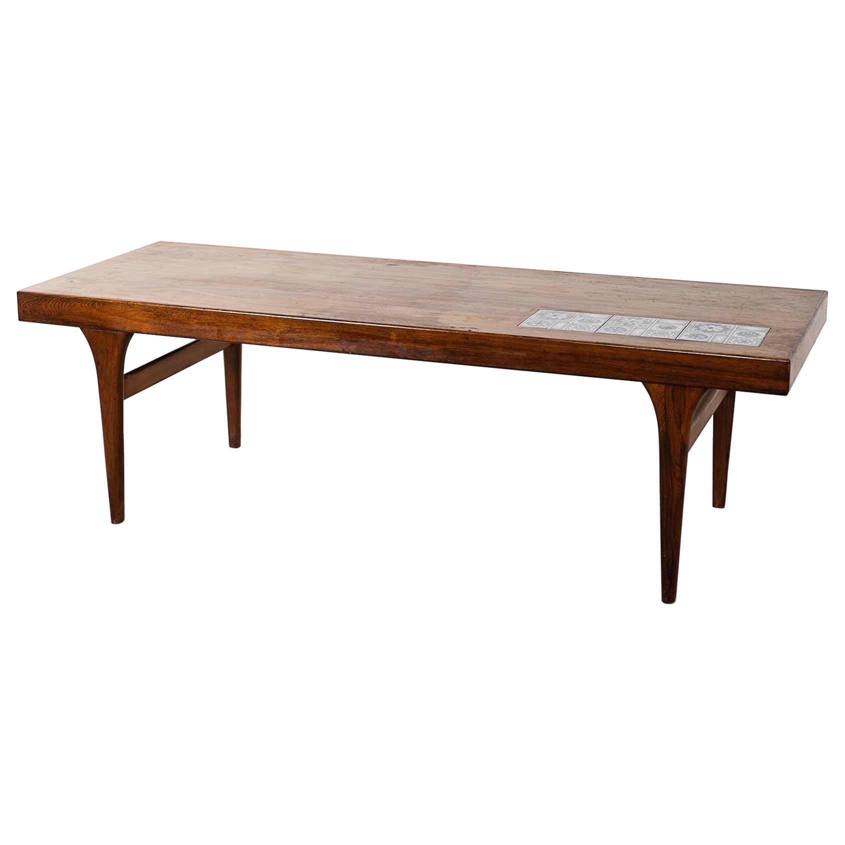 Danish Mid-Century Modern Rosewood & Tile Coffee Table by Johannes Andersen For Sale