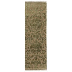 Rug & Kilim’s European Style Runners in Beige with Green Floral Patterns