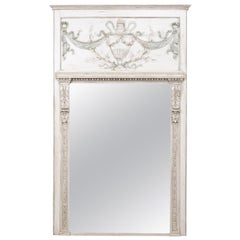 French Neoclassical Style Trumeau Mirror, 7+ Ft