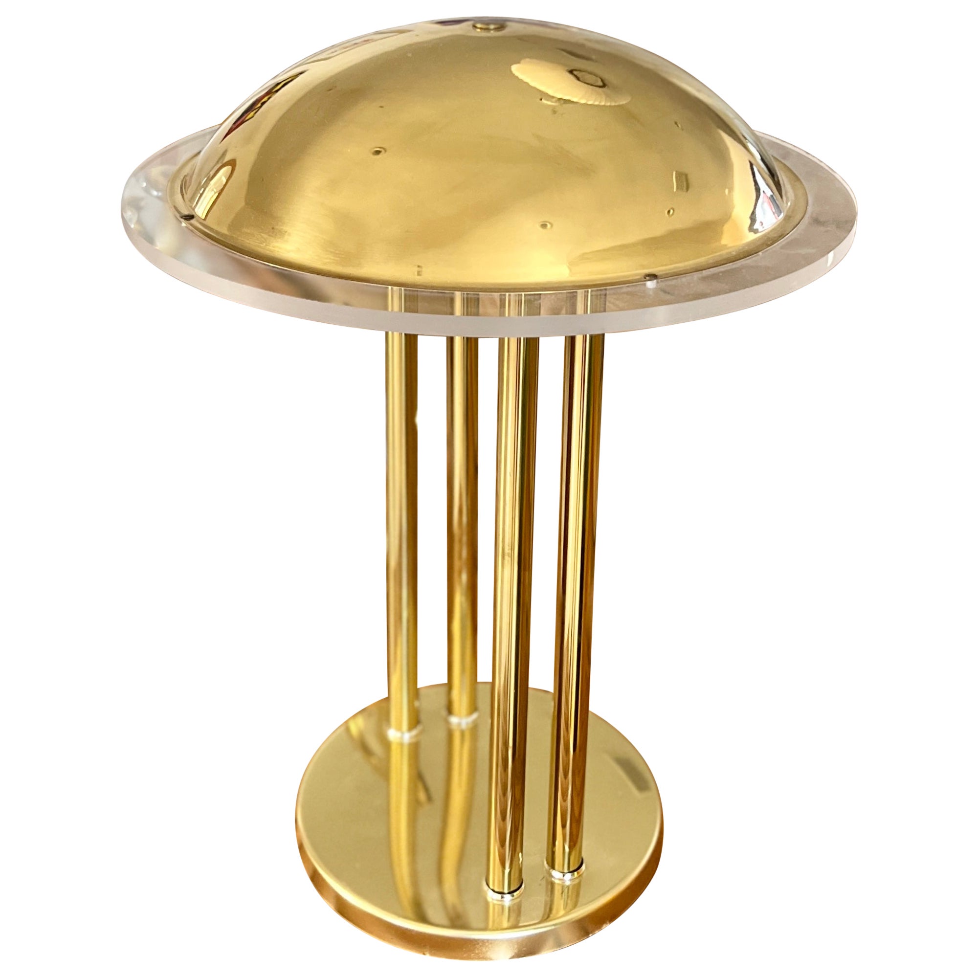 Vintage UFO lamp with lucite detail around the shade, circa 1970s-1980s For Sale