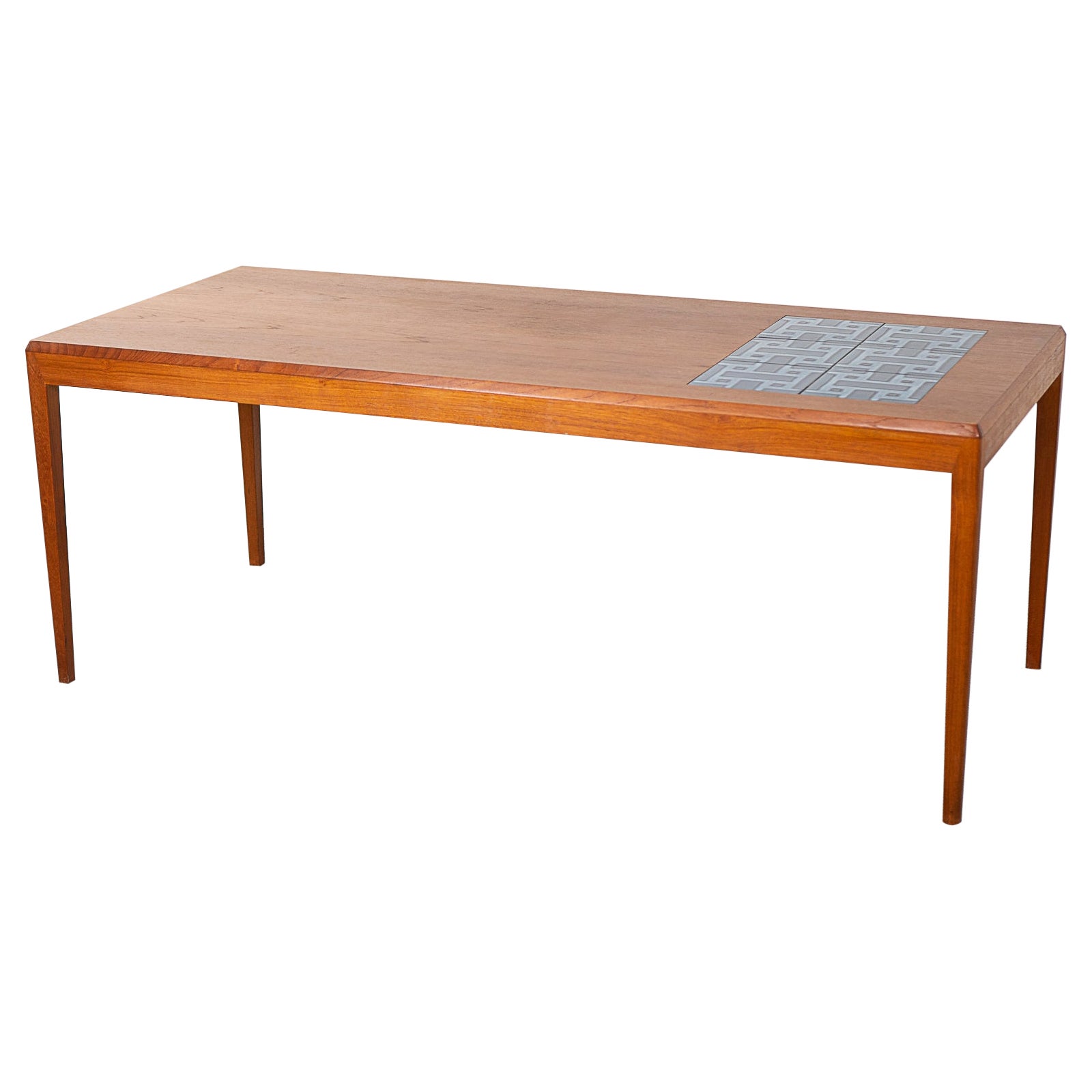 Danish Mid-Century Modern Teak & Tile Coffee Table For Sale