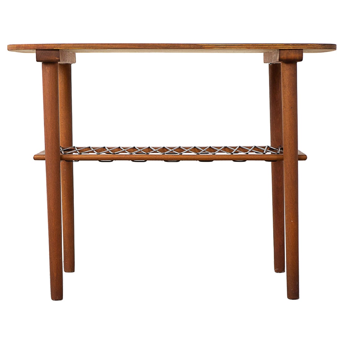 Danish Modern Teak Side Table with Shelf For Sale