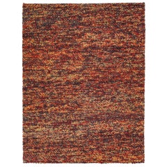 Modern Handmade Texture Wool Rug Abstract Motif In Autumn Colors