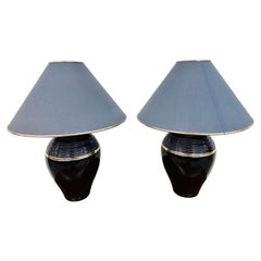 Post-Modern Black Ceramic Table Lamps - Set of 2