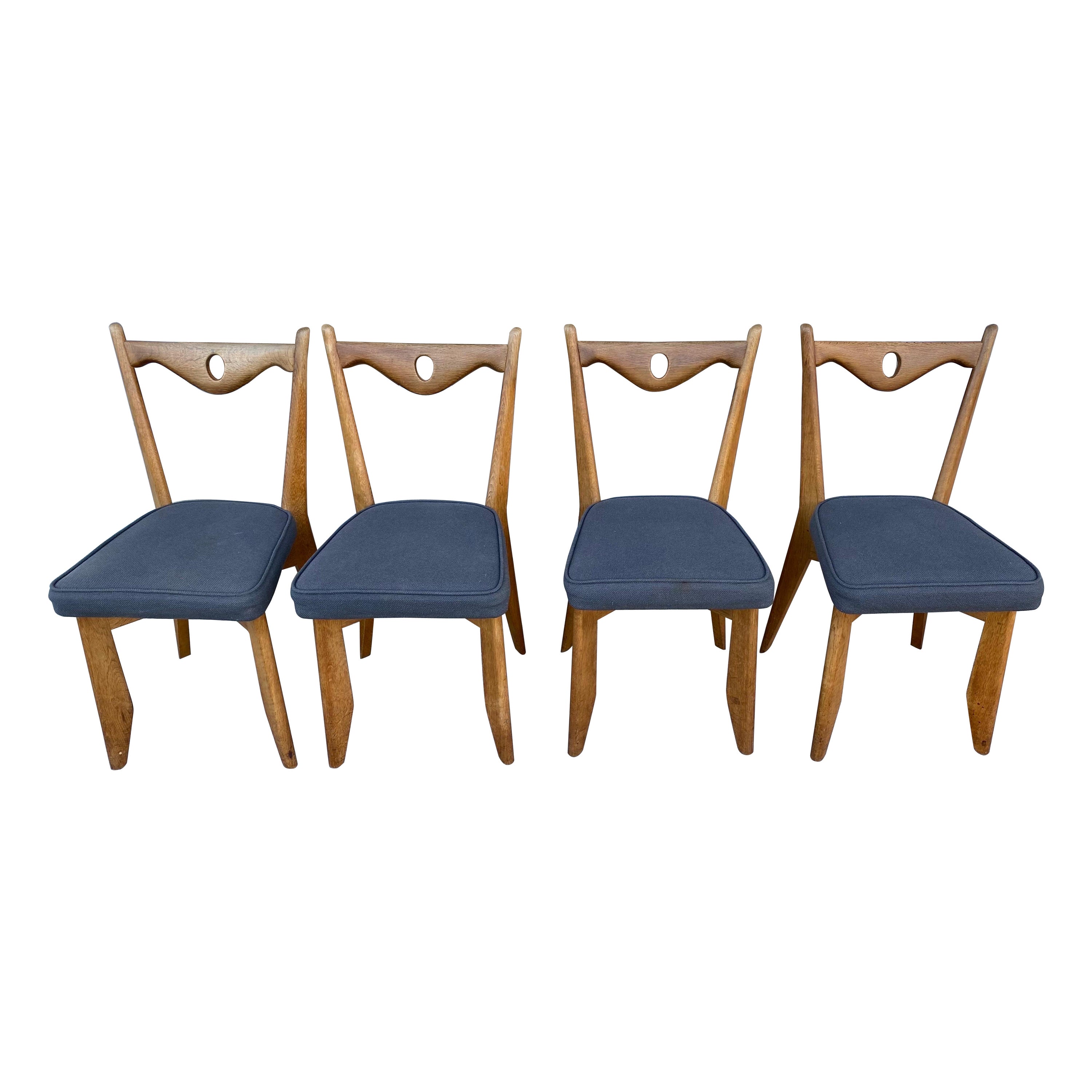 Set of 4 Guillerme et Chambron Dining Chairs, France For Sale