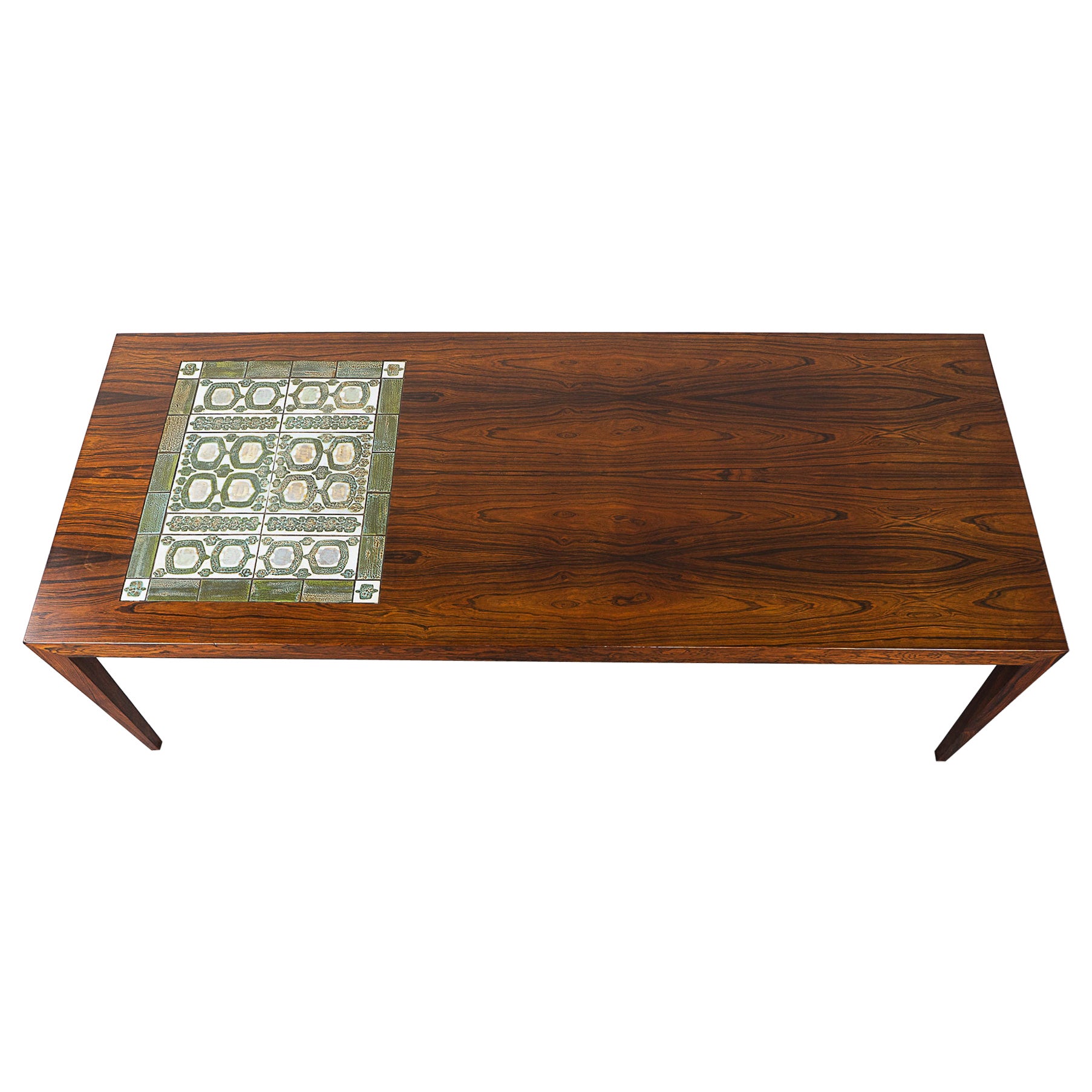 Danish Modern Rosewood & Tile Coffee Table by Severin Hansen