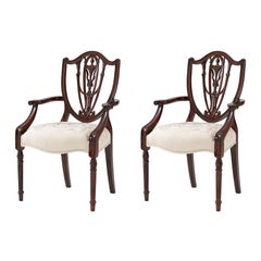 Two Hepplewhite Shield Back Dining Armchairs