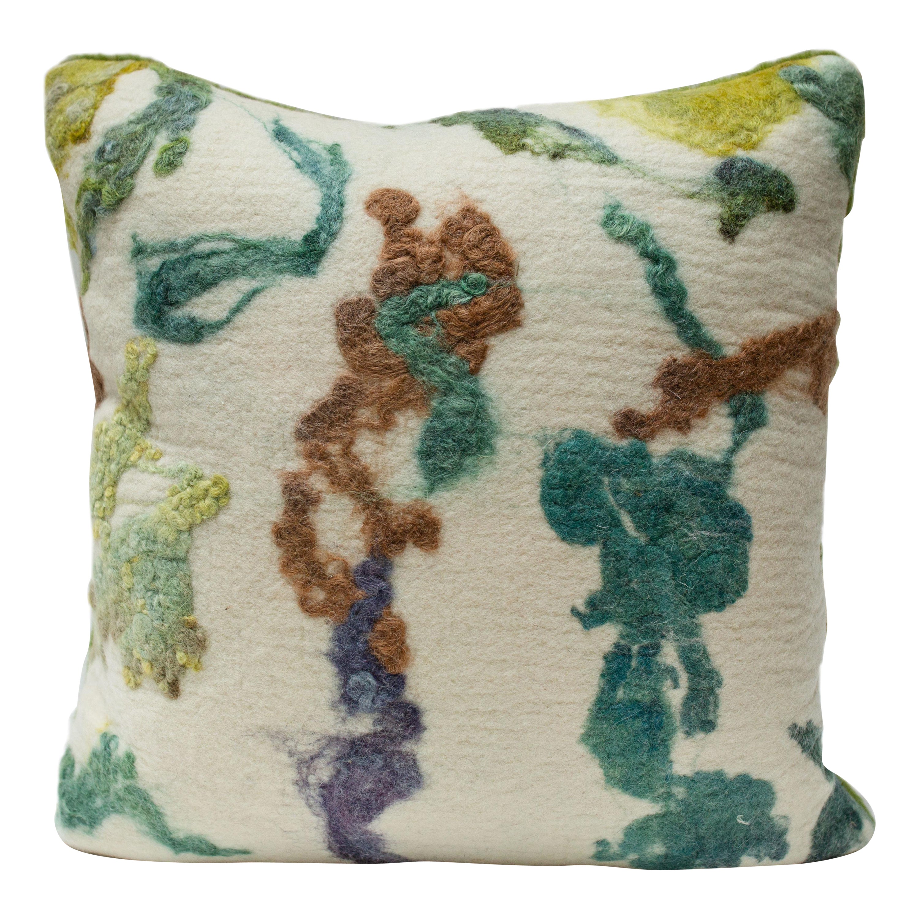 JG Switzer Woodland Hand Felted Wool Pillow with Prima Alpaca Back For Sale