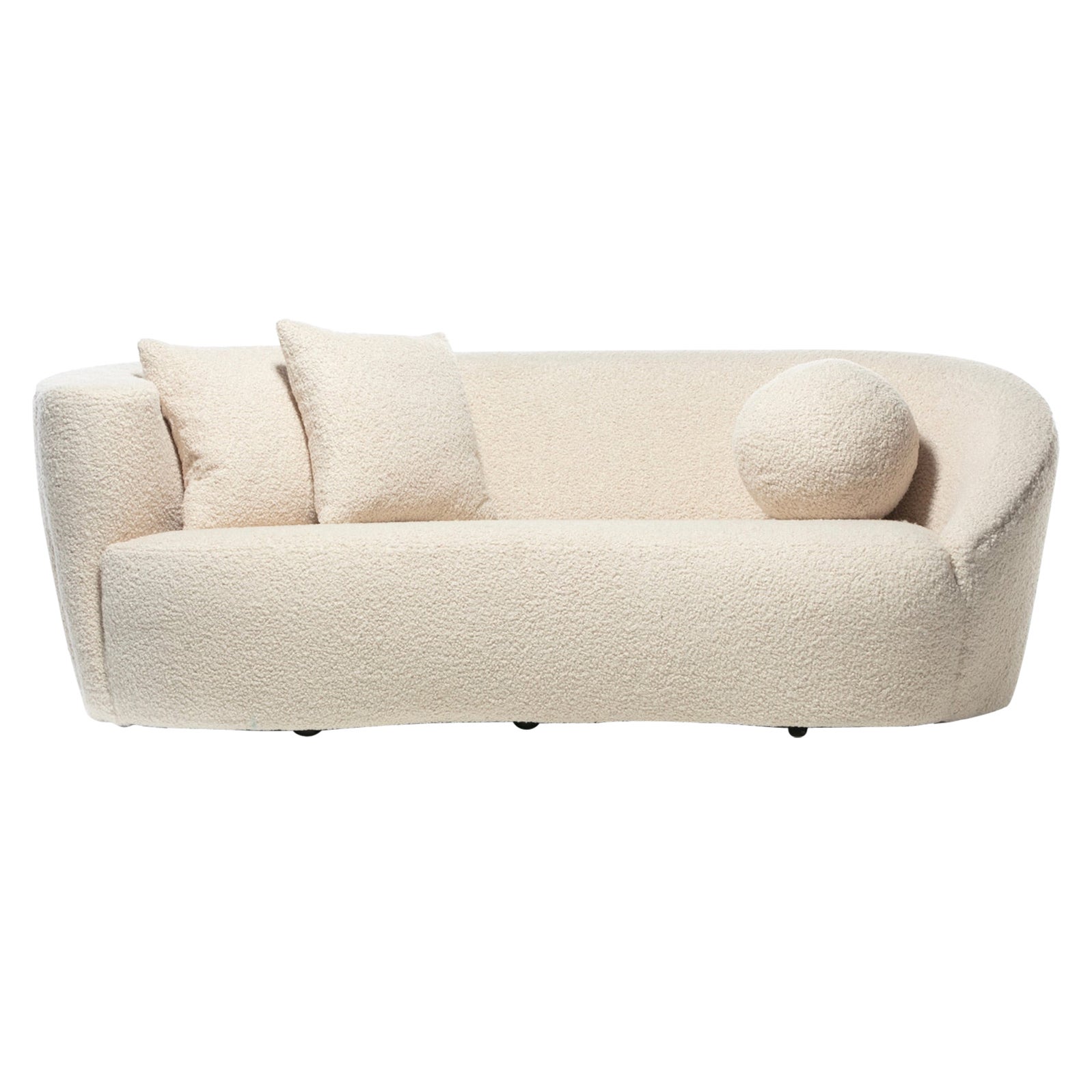 Vladimir Kagan Nautilus Sofa in Ivory White Bouclé by Directional, c. 1990 For Sale