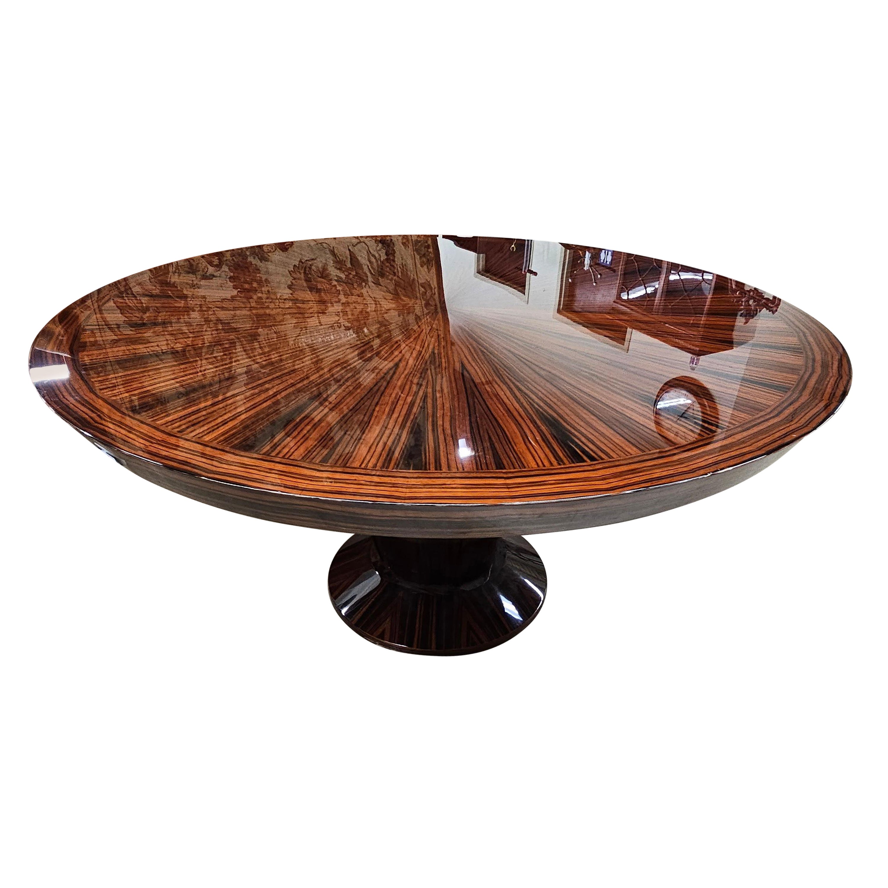 Moderne Table de salle à manger ronde de la collection Heraldic du Dakota Jackson en bois de rose mélangé et ébène en vente