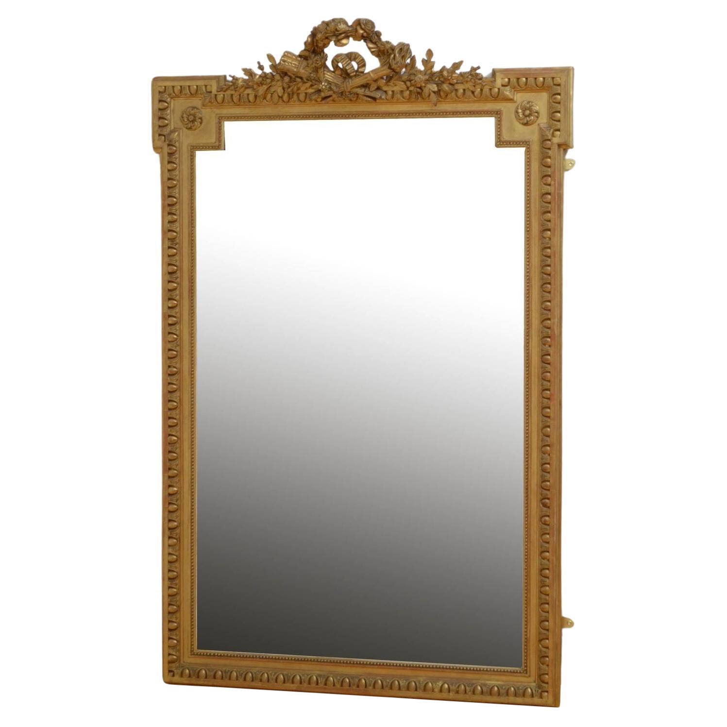 Antique French Gilded Wall Mirror H164cm For Sale