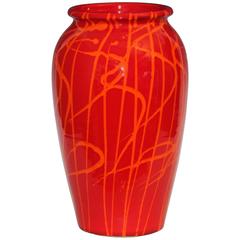 Large Vintage Atomic Red Bellini Italian Pottery Vase