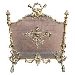 19. Jh. Louis XVI Stil Gussmessing und Drahtgeflecht Ormolu montiert Kaminschirm