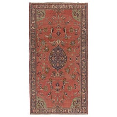 6x11.5 Ft Traditional Retro Turkish Area Rug, Soft Red, Green & Gray Colors