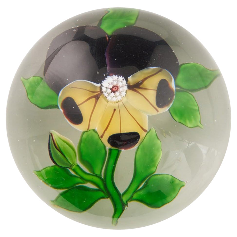 Antique Baccarat Pansy Lampwork Paperweight c1880 For Sale