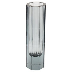 Vintage Big and Massive "Sommerso" Grey Murano Glass Vase, Flavio Poli Style