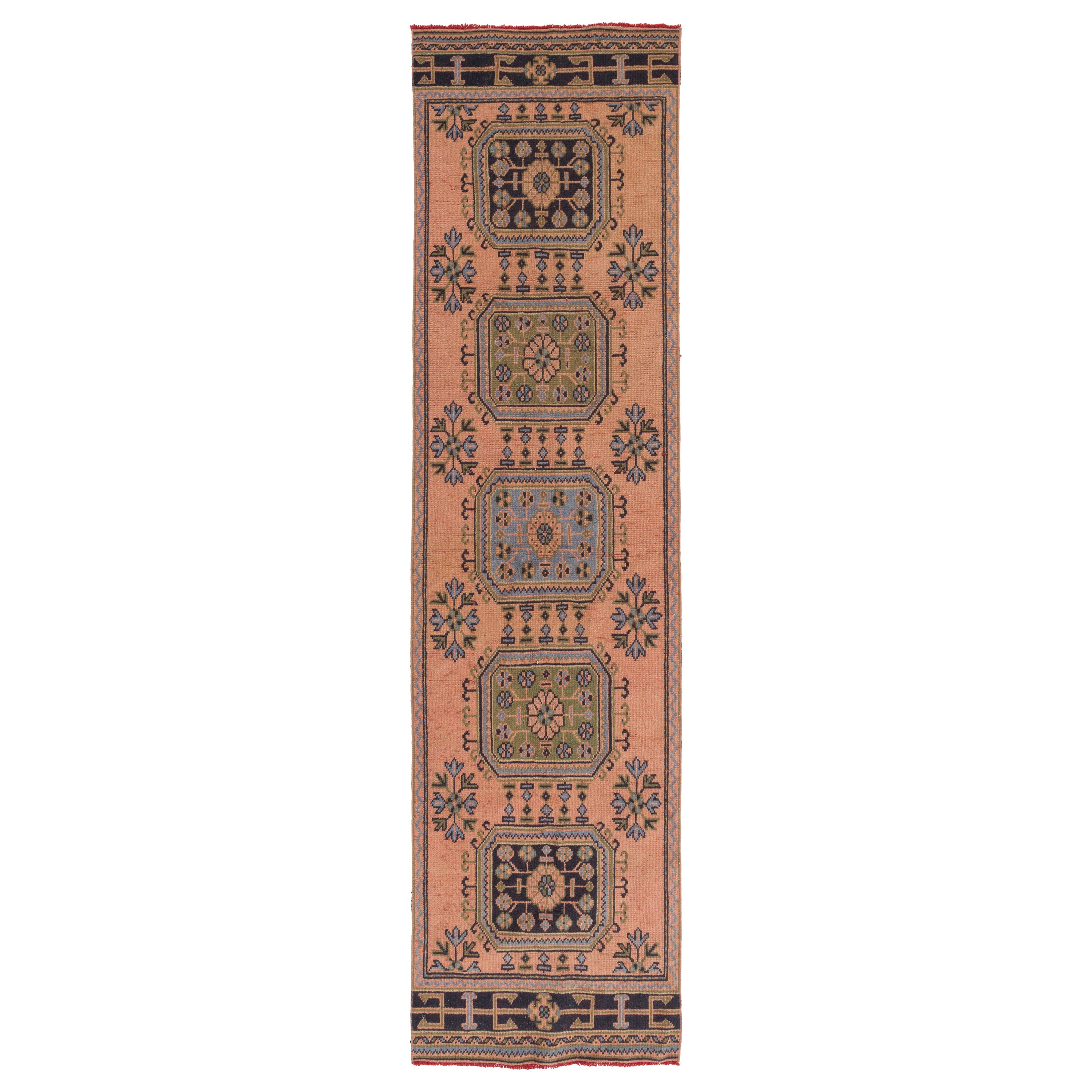 3x11.7 Ft Vintage Anatolian Runner Rug for Hallway. Handmade Corridor Carpet For Sale